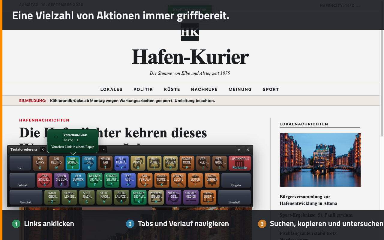 Eine Vielzahl von Aktionen immer griffbereit.