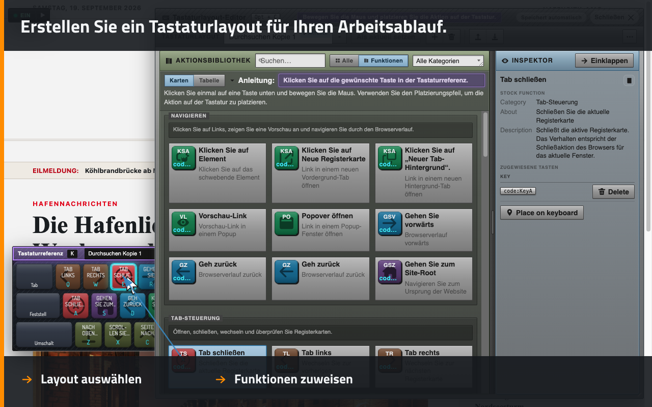 Erstellen Sie ein Tastaturlayout für Ihren Arbeitsablauf.
