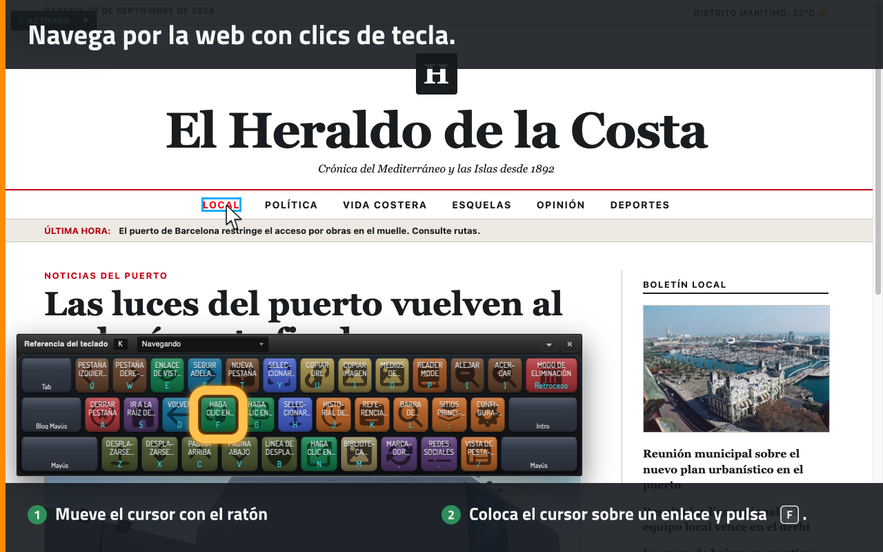 Navega por la web con clics de tecla.