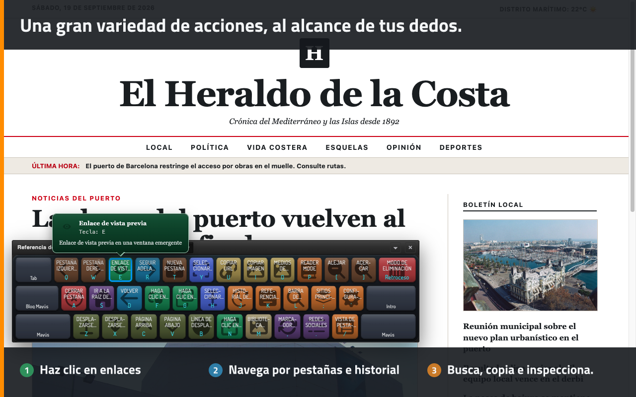 Una gran variedad de acciones, al alcance de tus dedos.